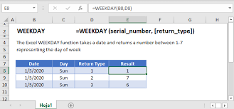 WEEKDAY in Excel