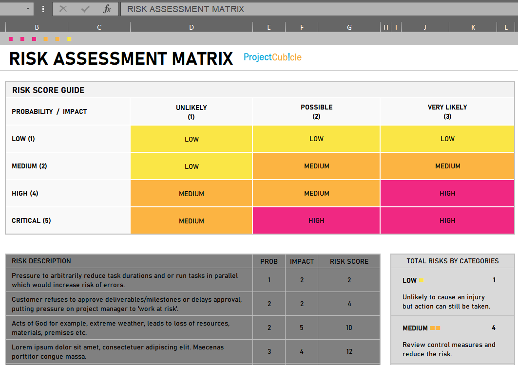 excel risk assessment matrix template