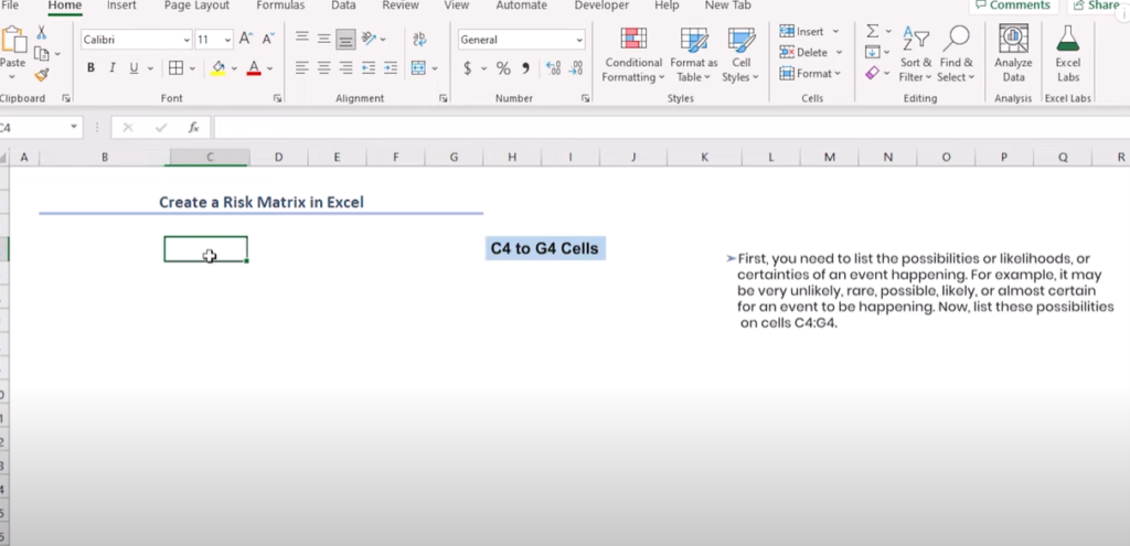 How to Make a Risk Assessment Matrix in Excel Step 1