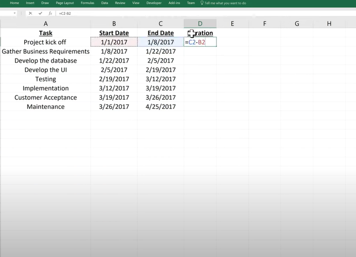 Select your data (excluding the Task Name column).Navigate to the Insert tab on the Ribbon. Click on Bar Chart and choose Stacked Bar.