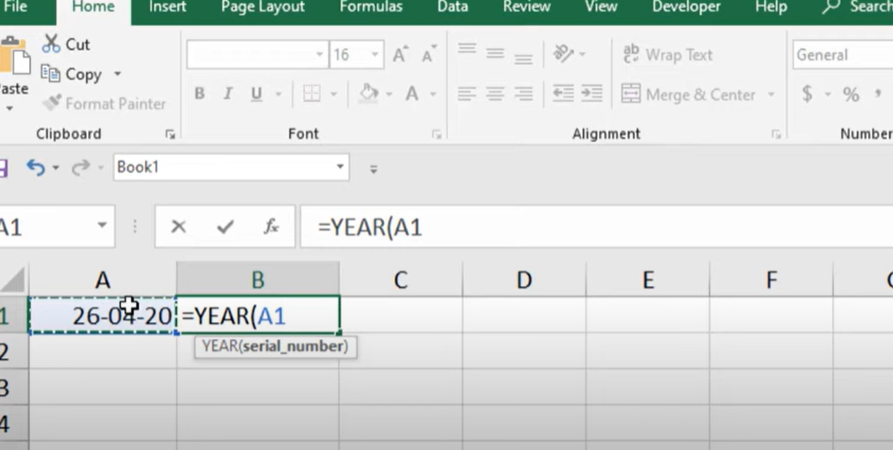 year function in excel