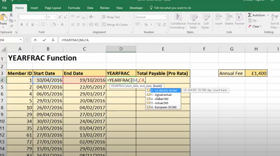 How is YEARFRAC Calculation in Excel?