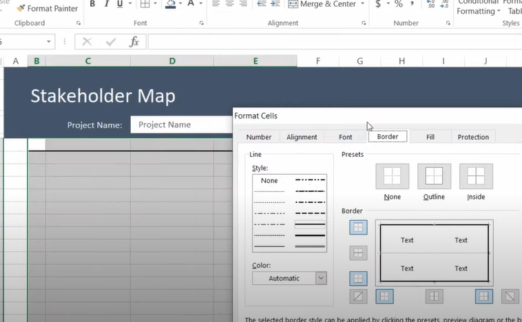 How to Make a Stakeholder Map in Excel step 2