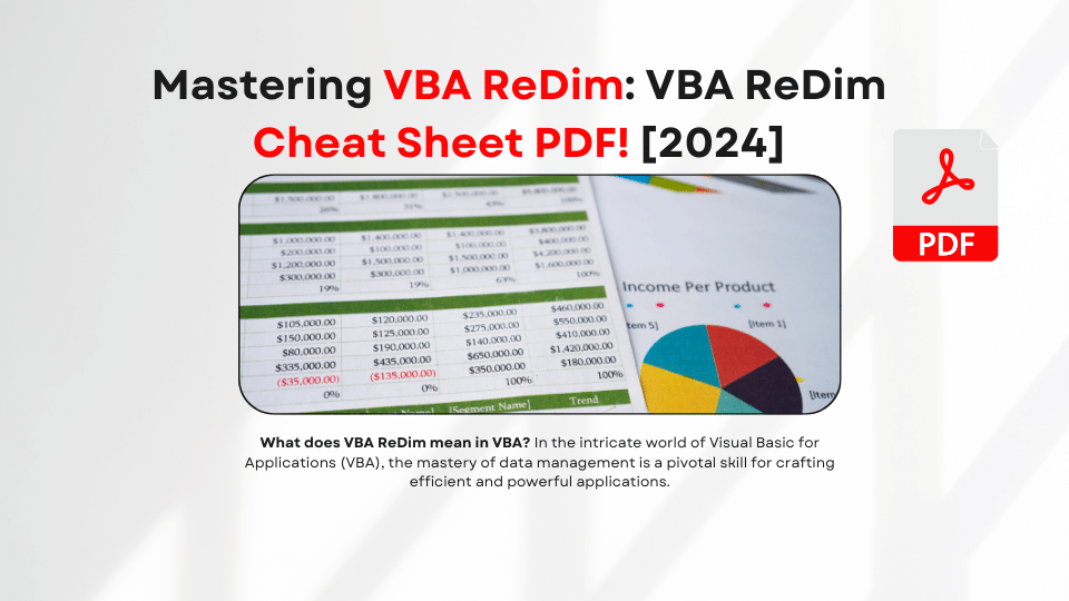 Mastering VBA ReDim: VBA ReDim Cheat Sheet PDF! [2024]