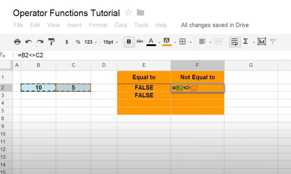 Not Equal To Operator in Excel