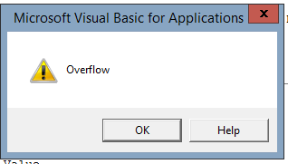 VBA OVERFLOW ERROR