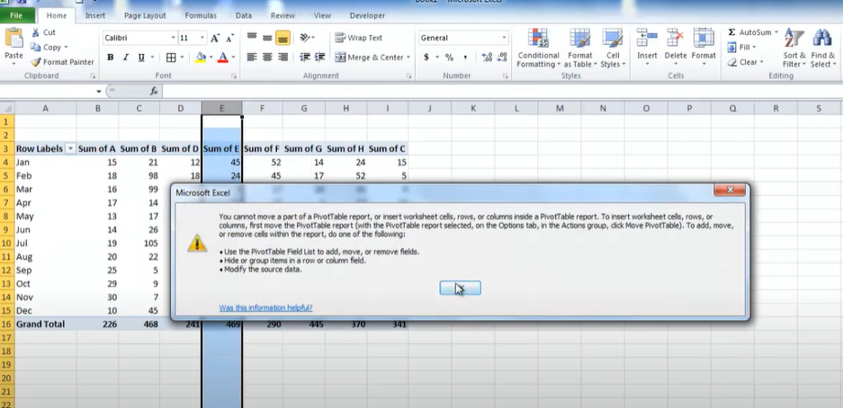 Cannot Drag/Drop Fields In Pivot Table