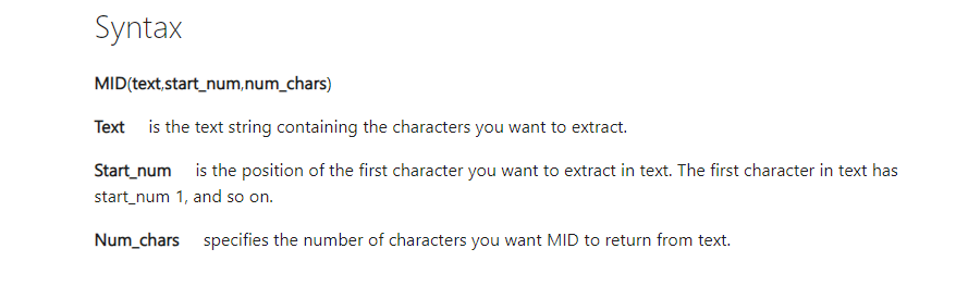 MID Function in Excel